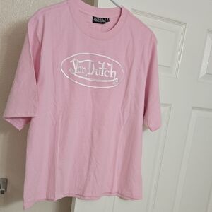 Von Dutch Pink Tee with White Logo Nwt